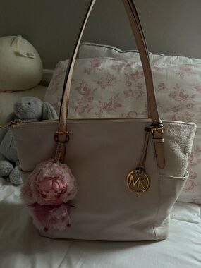 Michael Kors White/Cream Leather Tote Bag